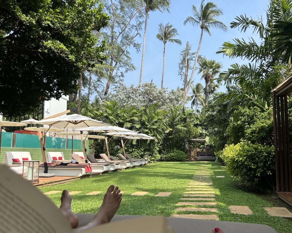 A photo of the Zen Pool courtyard at Club Med Phuket with the Zen pool off to the left